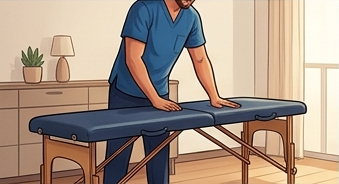 massage therapist and massage table