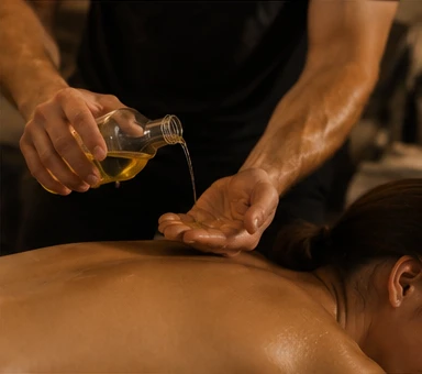 massage therapist is getting ready for start of a massage